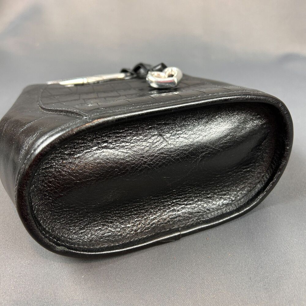 Brighton Corazon Black Embossed Leather Silver Heart Handles NEW - Picture 8 of 16